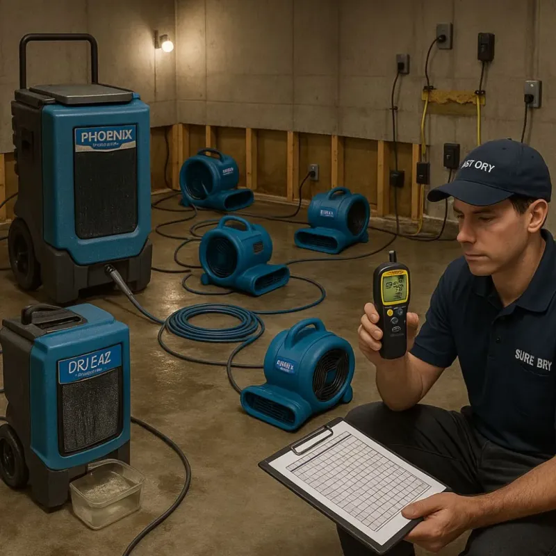 Structural Drying and Dehumidification process in Upton, MA